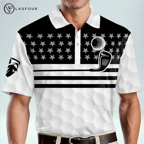 LASFOUR Funny Golf Polo Shirts for Men, Crazy Short Sleeve, Lightweight Golf Polo Shirts for Dad, Grandpa.4