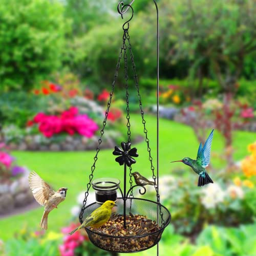 ALLADINBOX Hanging Bird Feeder Tray, Metal Mesh Platform Feeders for Birds Outside, Seed Tray for Bird Feeders, Outdoor Garden Decoration for Wild Backyard Attracting Birds - Thumbnail 4