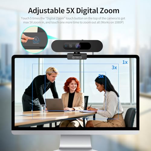 TOALLIN 4K Webcam for PC, Auto Tracking & Framing, 5X Zoom, Dual Mic - image 5