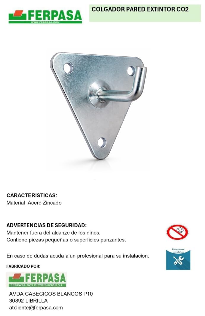 Soporte Metálico para Extintor CO₂ FERPASA® Montaje en Pared