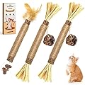 Aucenix Catnip Chew Sticks for kitten, Natural Matatabi Silvervine Cat Toy for Cat Teeth Cleaning, Silvervine for Cats Toys with Catnip, Cat Dental Sticks kitten Toys for Indoor Cats