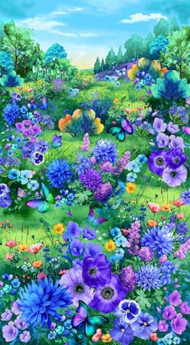 Timeless Treasures Meadow Bloom Spring Floral Field Cotton Quilt Fabric Panel 24 x 44