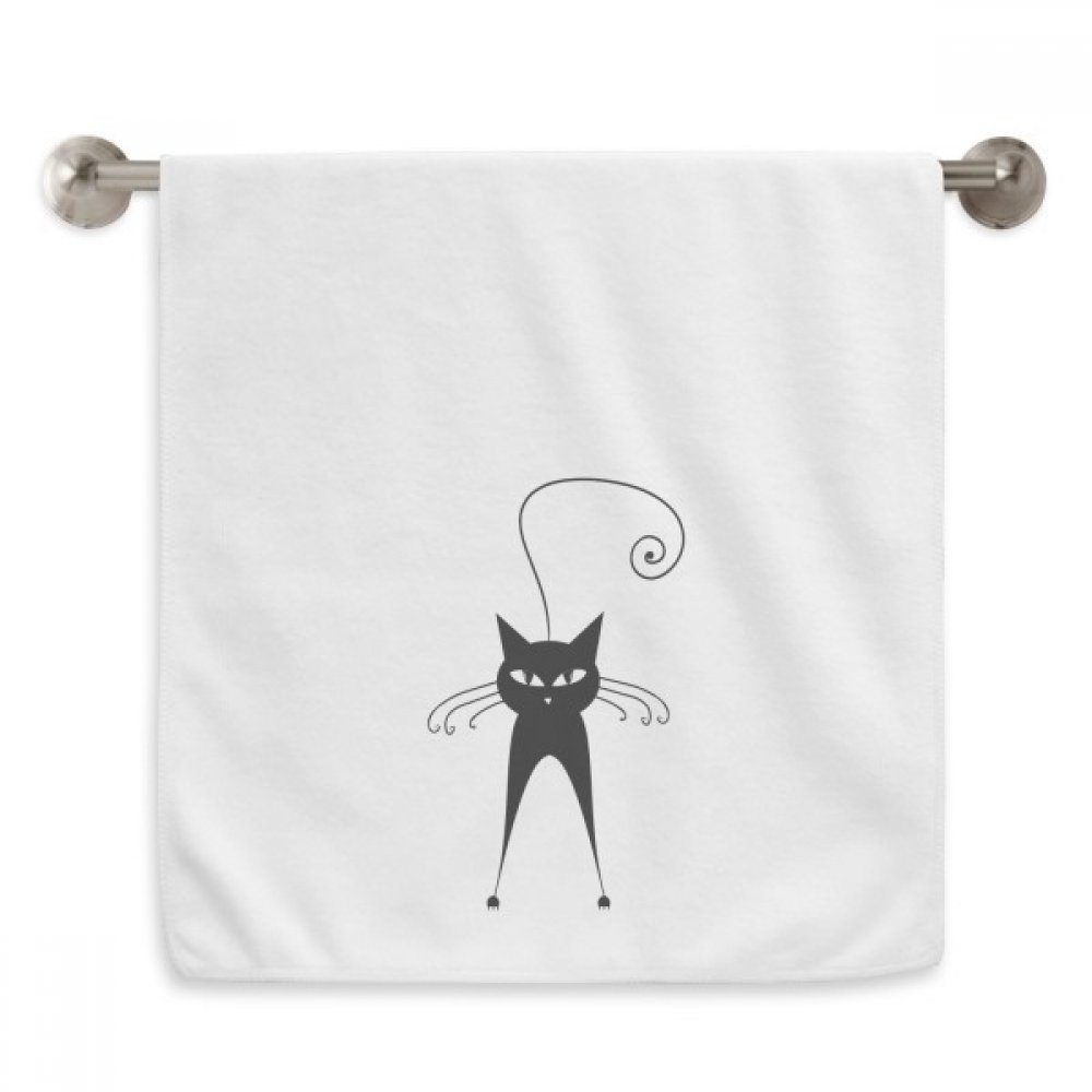 Serviette débarbouillette chat noir 13x29 pouces essuie mains blanc