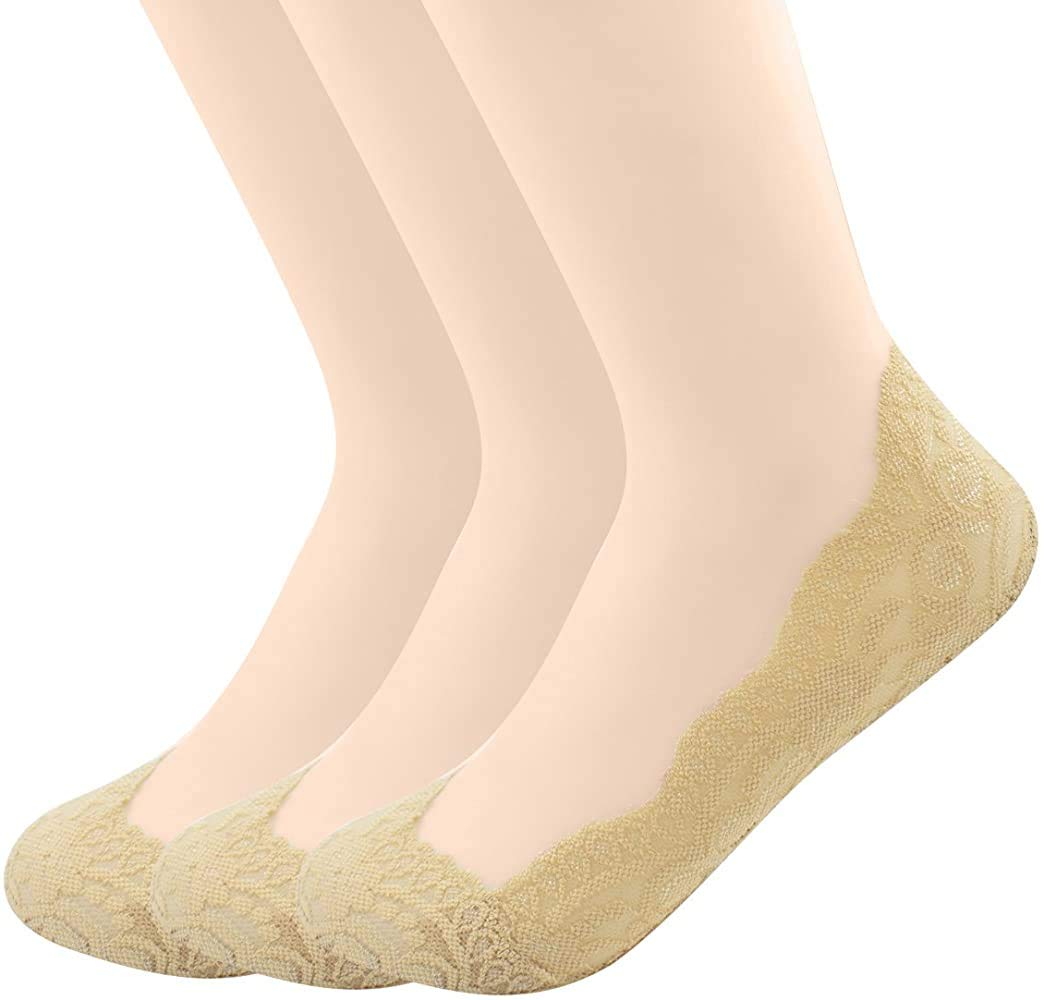 plumbury Women's/Girl's Anti-Skid Lace No Show Socks/Footie/Sock Liner/Foot cover (Pack Of 3)-picture-19
