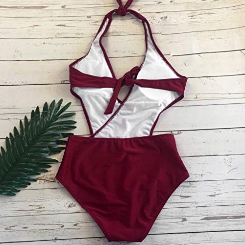 Qvkarw Traje de banho feminino com decote sobreplice Monokini decote profundo decote V decote profun