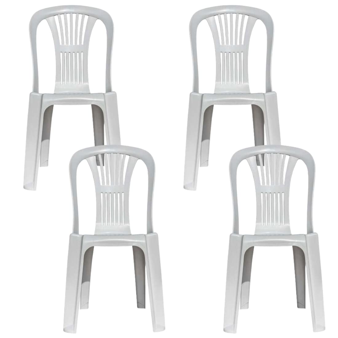 Pack 4 Silla Alta de Plástico Apilable Plástico sin Reposabrazos para Catering, Jardín, Terraza y Playa, Ergonómica de PVC, Cómoda, Resistente para Exterior.