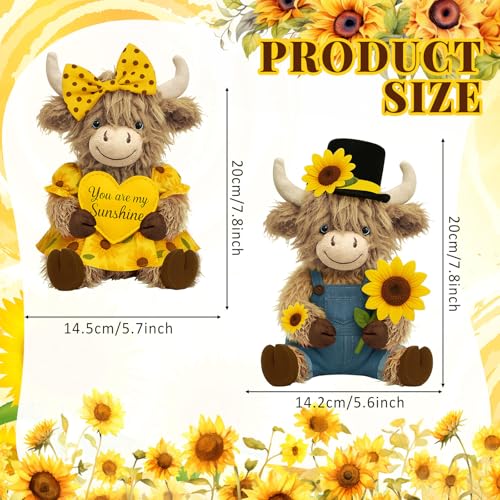 Set 2 Figuras Decorativas Vaca Highland con Girasol miniatura 3