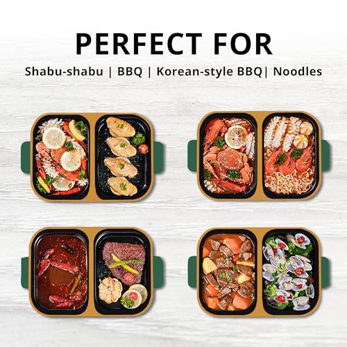 2-in-1 Electric Hot Pot with Grill, 900W Multifunctional Indoor Grill and Shabu Shabu Hot Pot, Adjustable Temperature Control, Non-Stick Coating, Perfect for Family Gatherings and BBQ Parties. - Image 2