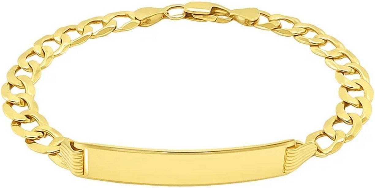 14k Yellow Gold 8 1/2 inch Mens Curb Chain ID Bracelet 8.5'' / Yellow Gold