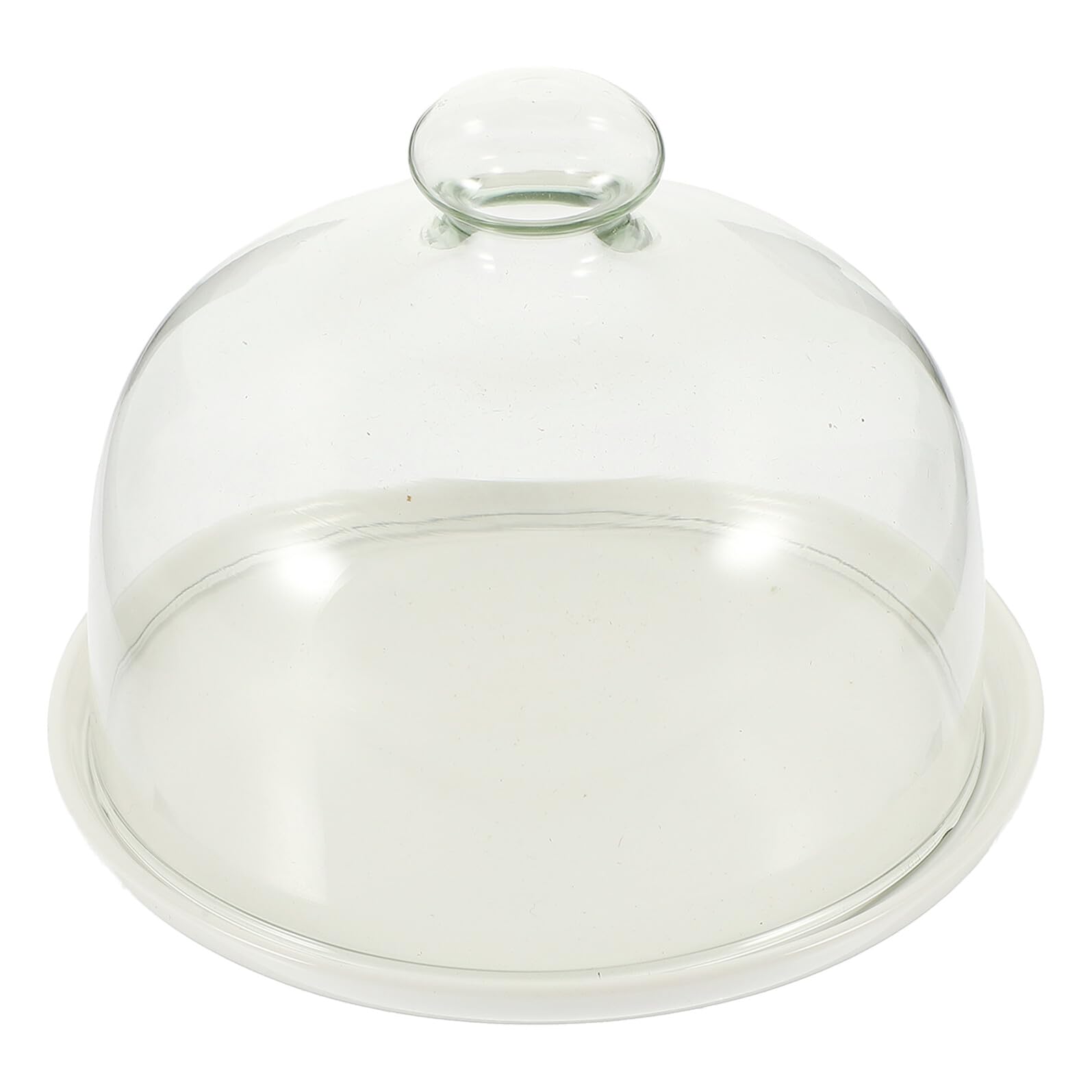 VANZACK Piatto per Dessert in Ceramica con Cupola in Vetro Trasparente Piatto Coperto per Antipasti e Frutta Resistente e Sicuro per Casa e Negozi