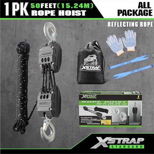 XSTRAP STANDARD 50FT Reflective Rope Hoist 1 Ton 5:1 Block & Tackle w/Loops by XSTRAP STANDARD - Image 5