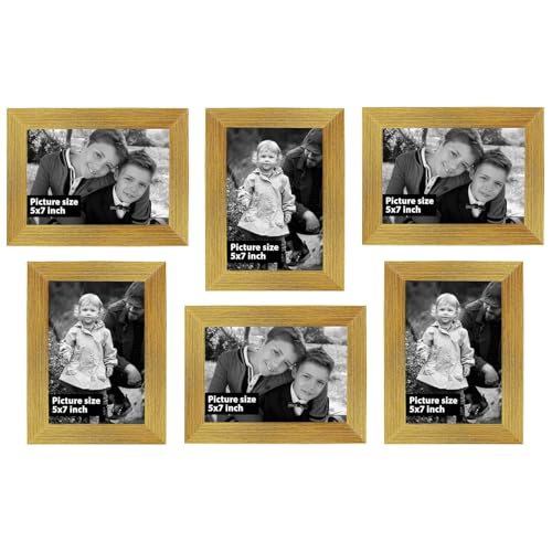 Image of Art Street Decorative Premium Set of 6 Individual Wall Hanging Picture Frame for Home, Living Room, Study Room Decor & Office Decor(5 x 7 Inch Picture Size) - Gold