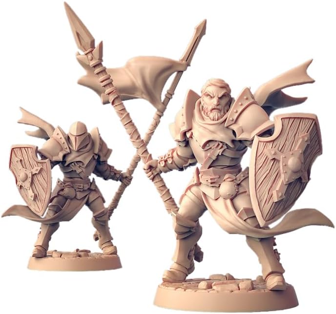 TYL Human Fighters Guild Unpainted Miniature for War Gaming | RPG Scale Figures, Detailed Tabletop Board Game Accessories | Realistic Tabletop Miniatures (D, 32mm)
