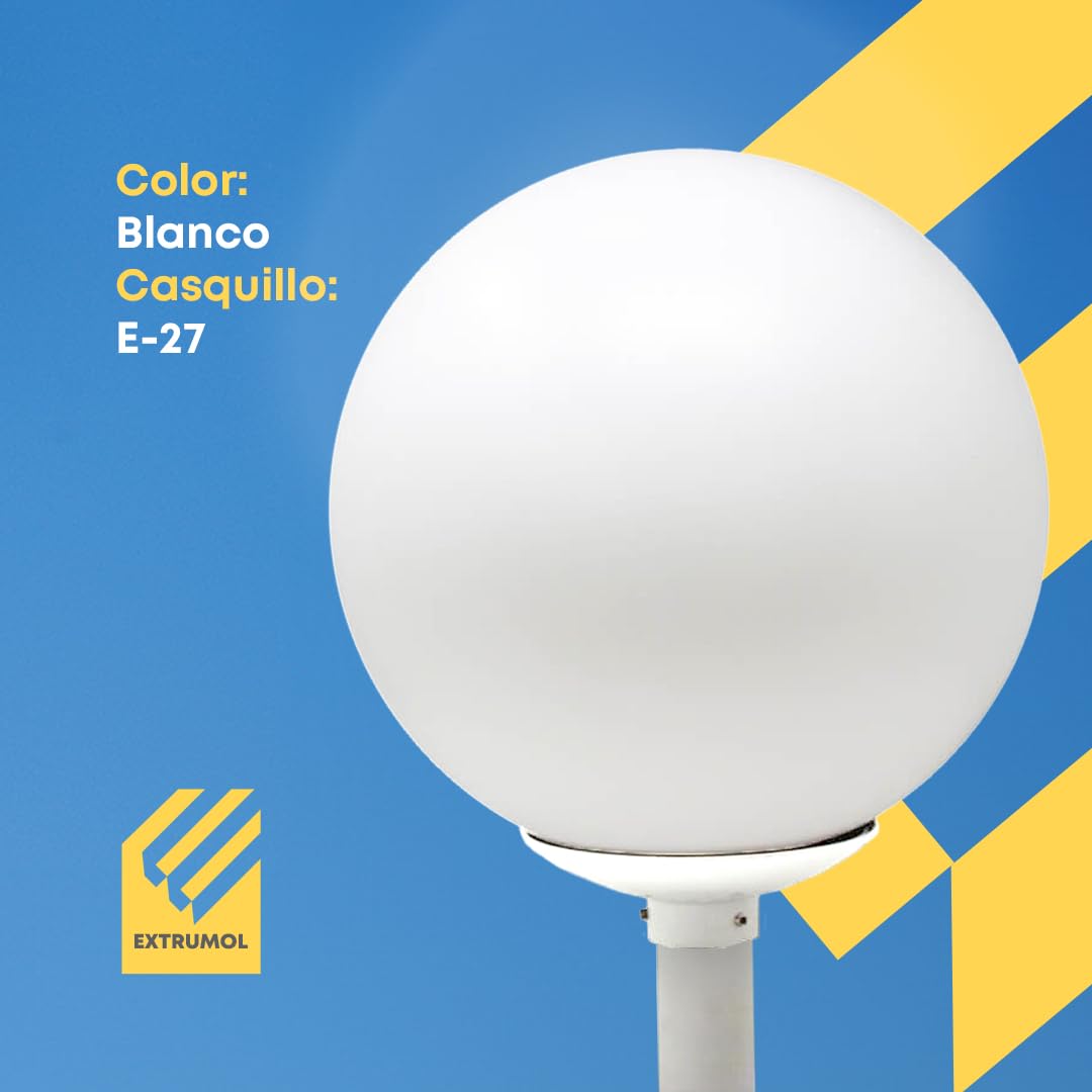 Base Iluminación para Globo de Iluminación con Boca 17/19 cm - Policarbonato - Exterior - Color: Blanco - Casquillo: E-27