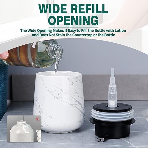 Image of Bosilunlife Hand Soap Dispenser - Marble Lotion Dispenser 12Oz Ceramic Soap Dispenser Bathroom Refillable Liquid Pump Dispenser for Bathroom Kitchen Dispenser for Dish Soap with Easy-to-Press Pump