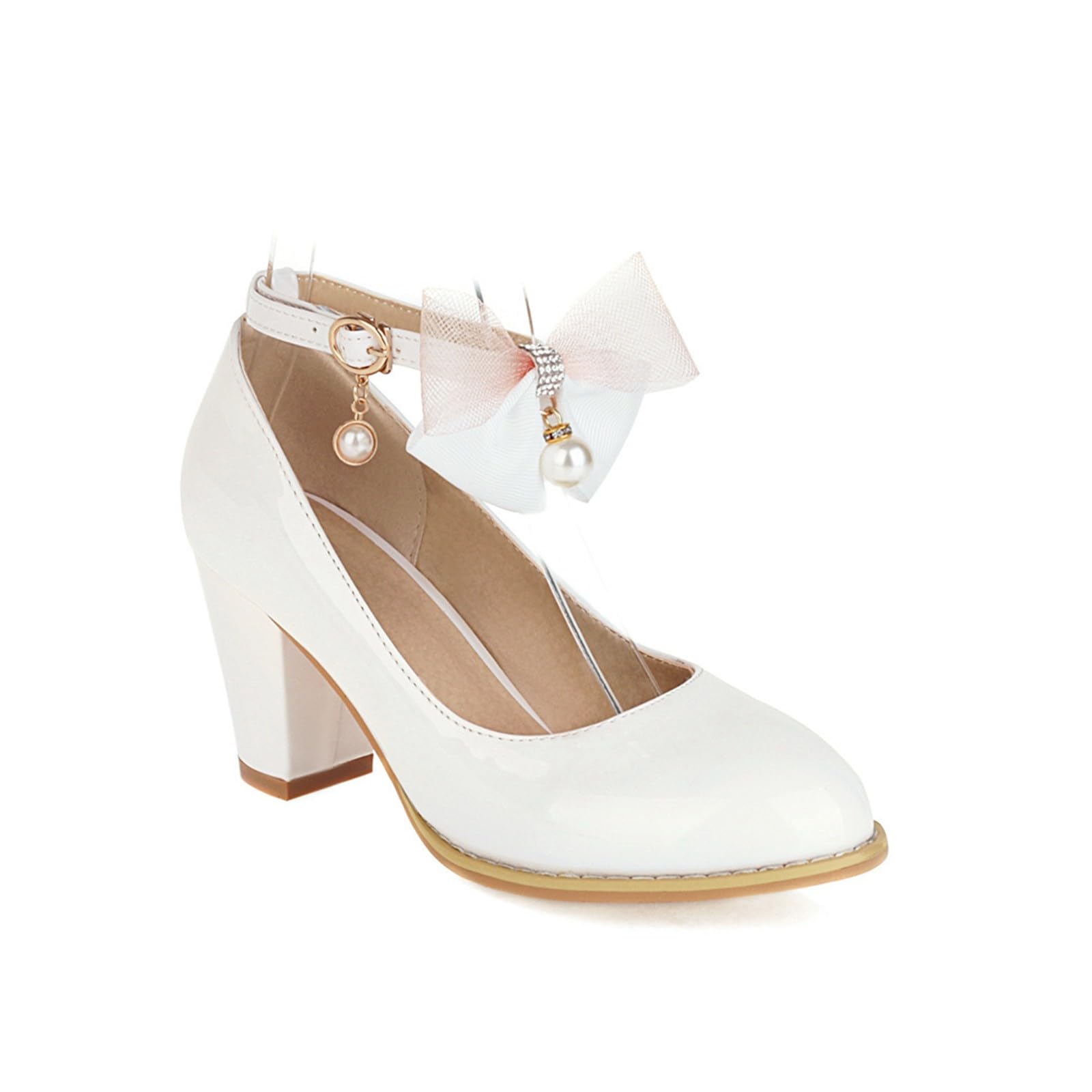 Scarpe Oktoberfest Donna Fiocco Vintage Punta Rotonda Tacco Grosso | Décolleté stile bavarese con cinturino, scarpe retrò femminili e comode per festa della birra, matrimonio e cerimonia