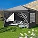 LEADZM Pavillon 3x3m,Pop-up Faltpavillon,Wasserdichter,... Schutz 50+,Stahlrahmen,fur Garten,Party,Camping,Outdoo... 4 Seitenteilen,Dunkelgrau
