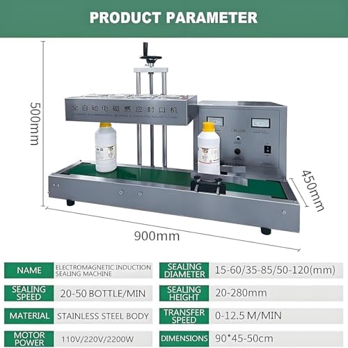 2200W Automatic Continuous Electromagnetic Induction Bottle Cap Sealer, High-Speed Band Sealer for Plastic Bottles (2-30cm, 60-130mm) - Efficient Sealing Solution