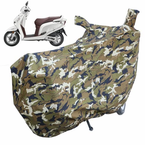 Image of Autofact Waterproof Scooty Cover Compatible with Honda Aviator (All Variants)| Mirror Pockets | Windproof Design | Full Length Body Cover| UV Protection |Jungle Green Color