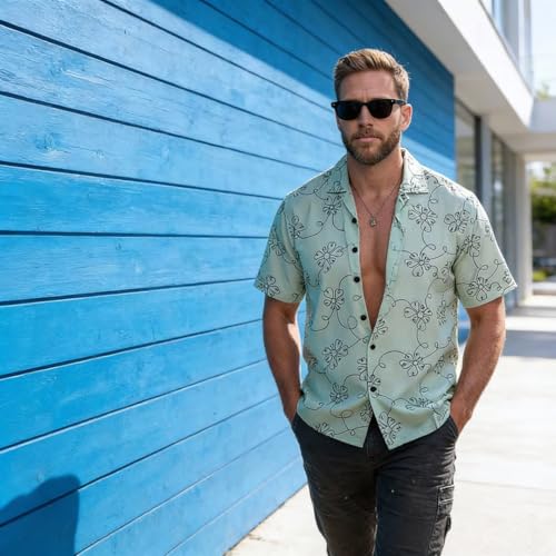 Image of Lymio Men Shirt || Men Embroidery Design Half Sleeve Cotton Shirt (Available Also Packs) (Embro-Flower)