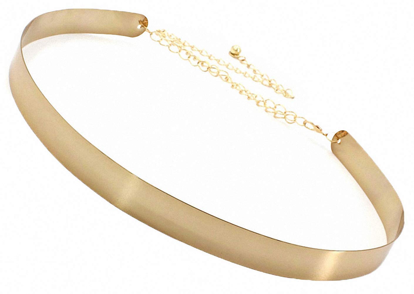 Ulalaza Womens Full Metal Sleek Mirror Plate Waistband Belt Chain Dress Decorated Skinny Golden Silver Belt