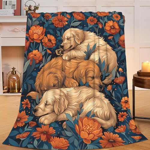 Sweetfox Golden Retriever Blanket Funny Dog Decor Throw Blanket Gifts for Girls Boys Super Warm Soft Plush Lightweight Fleece Flannel Winter Couch Bedding Blankets for Kids Adults Women Men 50"X40"