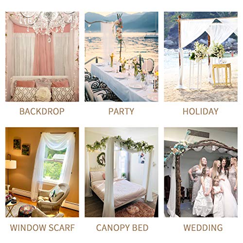 Anjee Semi Sheer White Window Scarf Valance Wedding Arch Drapes Elegant Window Treatments Curtain Panel for Warm Home Decor Baby Shower Wedding Party Anniversary Engagement 1 Pack Pink 52x216 Inches