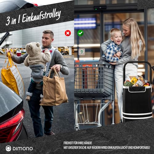 Dimono® Einkaufstrolley Klappbarer 3 in1 Trolley zum Einkaufen; 56 Liter inkl. Kühlfach; Transportwagen Shopping-Trolley Einkaufswagen Einkaufstasche (Schwarz) – Bild 8