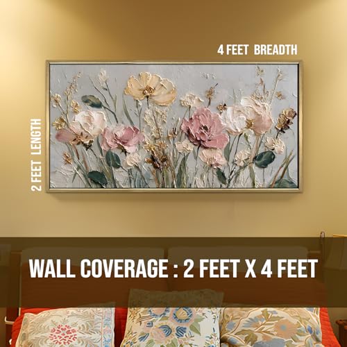 Image of PAPER PLANE DESIGN Big Size Wall Painting for Living Room Floral 2x4 Ft (C)