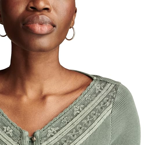 Lucky Brand Women's Embroidered Mesh Yoke Henley4