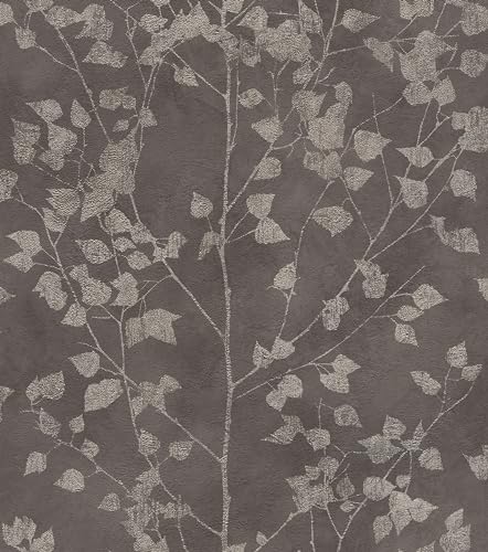 Rasch Tapeten Non Woven Wallpaper (Botanical) Black Golden 10,05 m x 0,53 m Finca 416664, Gold,golden, 53 x 1005 cm