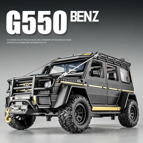 Image of 1:24 Diecast Mercedes-Benz G550-4X4 Modified Metal Pull Back Car with 6 Openable Doors & Sound Light Auto Toy car Best Gift Toys for Kids Boys (Black)