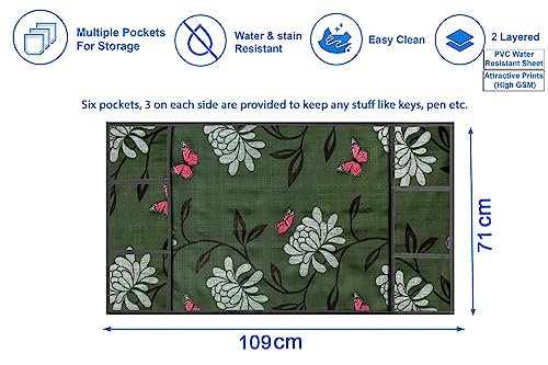 Image of Stylista Refridgerator top Cover Suitable for Samsung RR21C2F25HT /HL, 189 Liter Fridge, Dimension (WXD) 71x109 CM, Petals Pattern Green