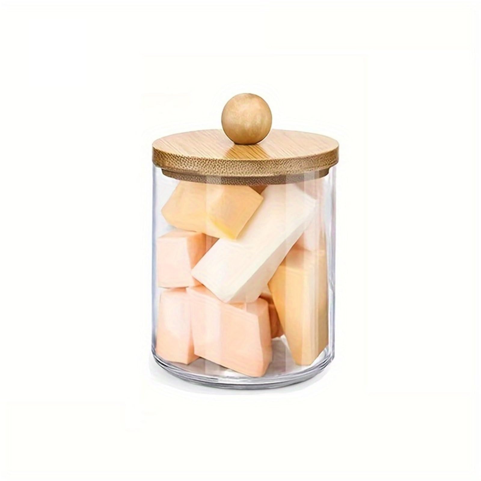 QuxetlRyz 1pc Clear Swab Holder Storage Organizer Dispenser Jars Home Organization Box for Floss Makeup Pads Powder Puffs, Beauty Cotton Buds Holder(ColoB)
