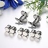 Bulckrew 8pcs Mens Cuff Links and Studs Set, Silver Black Tuxedo Shirt Cufflinks for Business Wedding Valentines Day #1