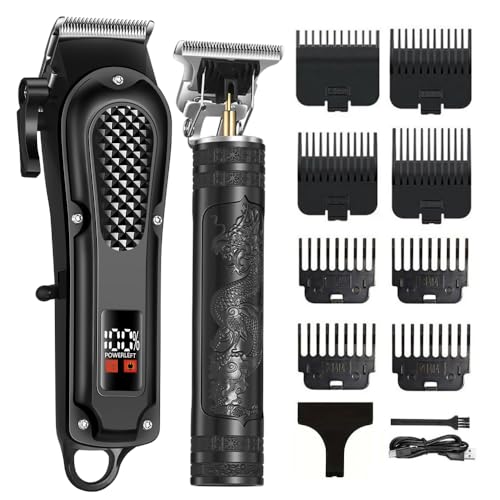 OIYO Cordless Hair Clippers for Men, Self Haircut Kit for Men Electric Clippers and Trimmers, Grooming Rechargeable Beard Trimmer with Adjustable Blade & LCD Display, Hair Cutting Tools for Home use