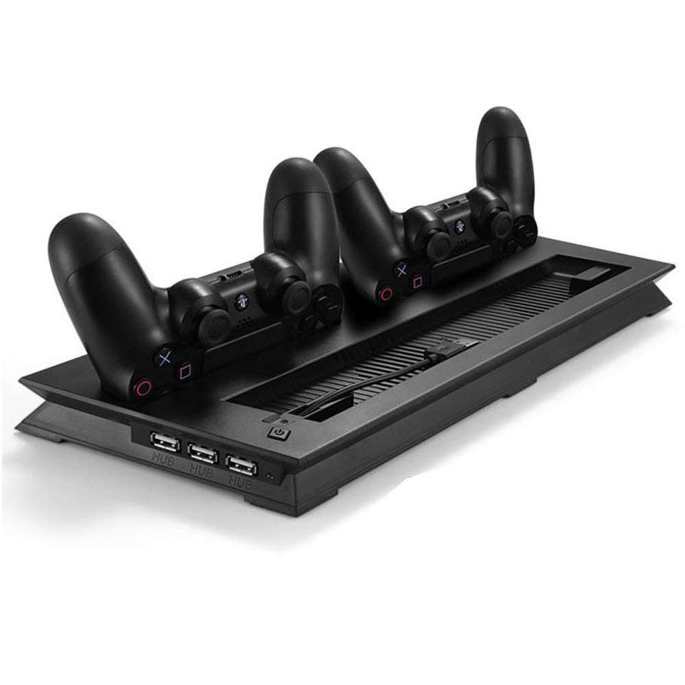 Base vertical vertical para PS4 Slim de carga y controlador de ventilador PlayStation 4 en 1