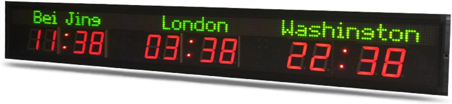World Time Zones Clock, Mega LED Countdown Timer,Digital Multiple Time Zones Clock,with Remote control | Rugged Aluminum Housing for Hotels/Enterprises/airports,3City