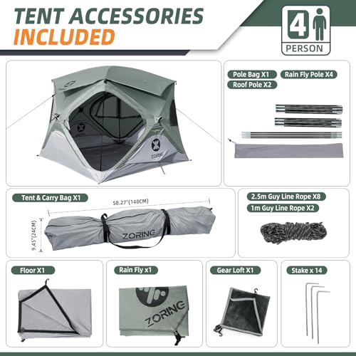 Carpa Pop Up para Camping 4 Personas Verde miniatura 5
