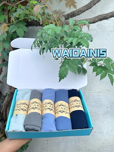 5PCS Chiffon Hijab Head Scarf for Women Solid Color Chiffon Long Scarf Shawls and Wraps Lightweight with Gift Box3