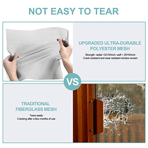 Hador Window Screen Replacement 48 In X 99 In With 32 Ft Screen Retainer Spline, Gray Ultra-Durable Screen Repair Kit, Not Easy To Tear Upgraded Polyester Window Screen Mesh Net Roll For Window & Door #TOP1