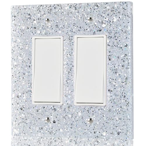 YNQIZKI 2-Gang Light Switch Cover Plate - Shiny Silver Mirror Finish,5.1