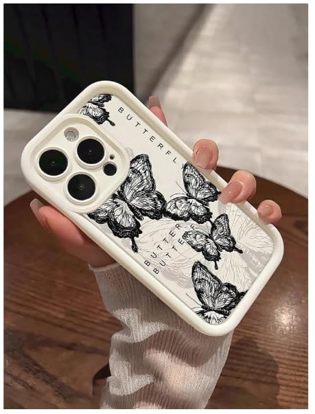 Image of COVERLY Fashionable Retro Butterfly Back Case Cover for iPhone 12 Pro | Hot Minimalist Trendy Cute Design | Camera Protection | Soft TPU Silicone Aesthetic Cover for Girls & Women (Pink, Shockproof)