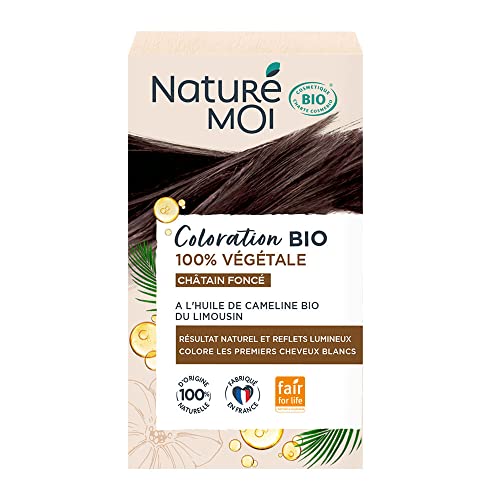 Naturé Moi - Colorarion Végétale - Coloration Cheveux Bio - Couleur Cheveux Châtain Foncé - À l'huile de Cameline Bio du Limousin - 100% Végétale - 100% d'Origine Naturelle - Fabriqué en France