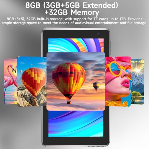 Image of BYANDBY Tablet 7 inch Android 15.0 Tablet, 8GB+32GB ROM (1TB Expand), Quad-Core, WiFi, GMS, Dual Camera, Educational, Games (Black)