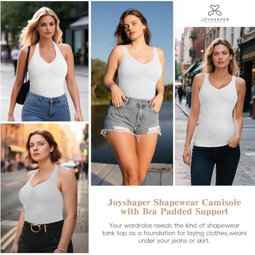 Image of JOYSHAPER Shapewear Camisole with Built in Bra Compression Halter Tops for Women Tummy Control Shapewear Tank Top Padded Bras