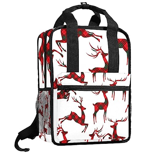 Sac à dos pour garçons confortable et réglable, cartable rayé renne de Noël anti-fatigue