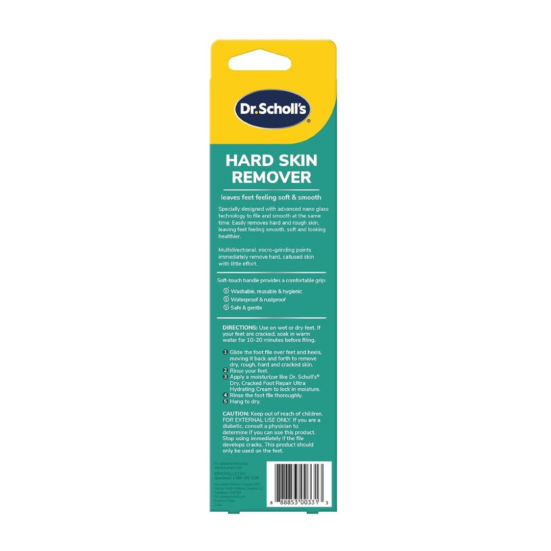 Dr. Scholl's Lima de pie de nano cristal para eliminar la piel dura, removedor de callos de pies, limpiador duradero de pies, removedor de piel muerta, herramienta higiénica de pedicura, amortiguador