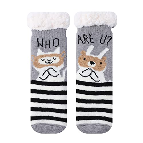 Fuzzy Slipper Socks for Kids Girls Women with Grippers Non Slip，Kids Warm Fuzzy Christmas Slipper Socks