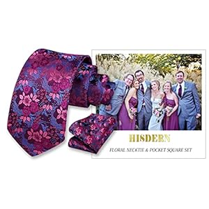 Alternative view of HISDERN Herren Krawatten Set Extra Lange Florale Paisley Krawatte und Einstecktuch Elegante Klassisch Hochzeit Seidenkrawatte Taschentuch für Männer
